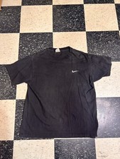 Vintage Nike Shirt Men's L Black Embroidered Mini Swoosh Faded T Made in USA 90s