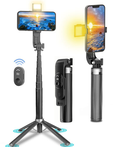 Selfie Stick Tripod + Remote & Fill Light for iPhone 14 13 Pro Max Gopro Android - Picture 1 of 22