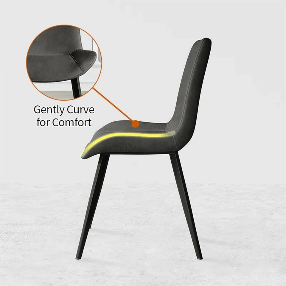Juego de 2 sillas de comedor con cojín de PU mediados de siglo moderno patas de metal para interior Foto 3 de 4