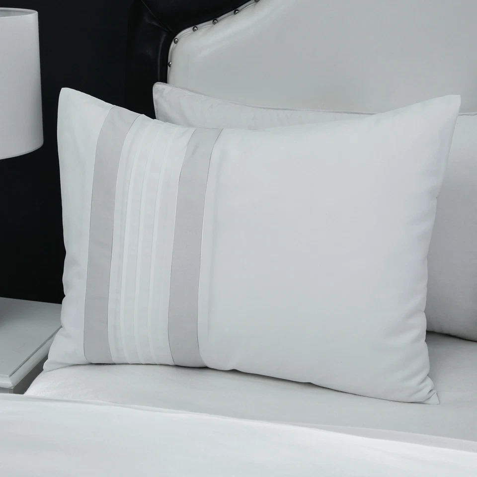 Luxury 7-Piece Chenille Geometric Embroidered Striped Comforter Set, Gray/White - Image 4 of 4