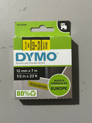 Dymo S0720580  D1  Schriftbandkassette  Schwarz-Gelb 12mm - 7m  Dymo 45018