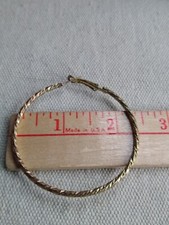 Vintage Unbranded Hoop Earrings Textured 2" Gold Tone