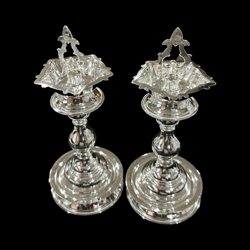 Coppia di cinque stelle Kuthu Vilakku in argento sterling 925 con marchio punzonato - set#02 - Foto 11 di 11
