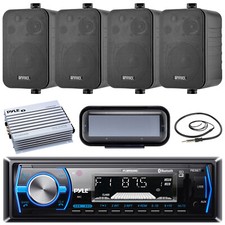 Pyle PLMRB29B 1 DIN Stereo USB Receiver, 4x 4" Speakers, 4CH Amp, Antenna