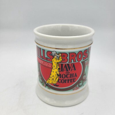 Hills Bros Java Mocha VTG Mug Advertising Porcelain The Corner Store Japan  1982