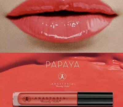 ANASTASIA BEVERLY HILLS COSMETICS LIQUID LIP GLOSS PAPAYA VIVID REDDISH ORANGE 