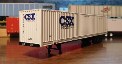 ATHEARN RTR 53 CSX CONTAINER & CSX INTERMODAL CHASSIS CSXU TSXZ HO SCALE white - Picture 7 of 11