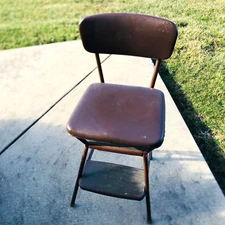 Vtg Cosco Kitchen Brown Step Stool Chair Flip Up Seat MCM Retro USA Made