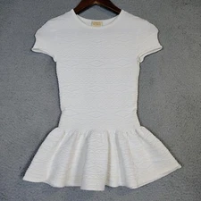 Torn By Ronny Kobo Top Women's XS Ivory Textured Peplum Stretch Fitted Preppy