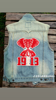 Delta Sigma Theta  chenille - elephant 9 x 4 inches Iron On / Sew On Patch