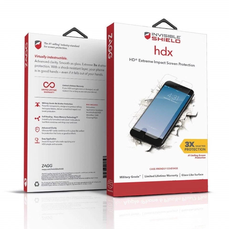 ZAGG FULL-BODY IPHONE SE (2020) 8 7 6S 6 INVISIBLESHIELD HDX SCREEN PROTECTOR - Image 2 of 2