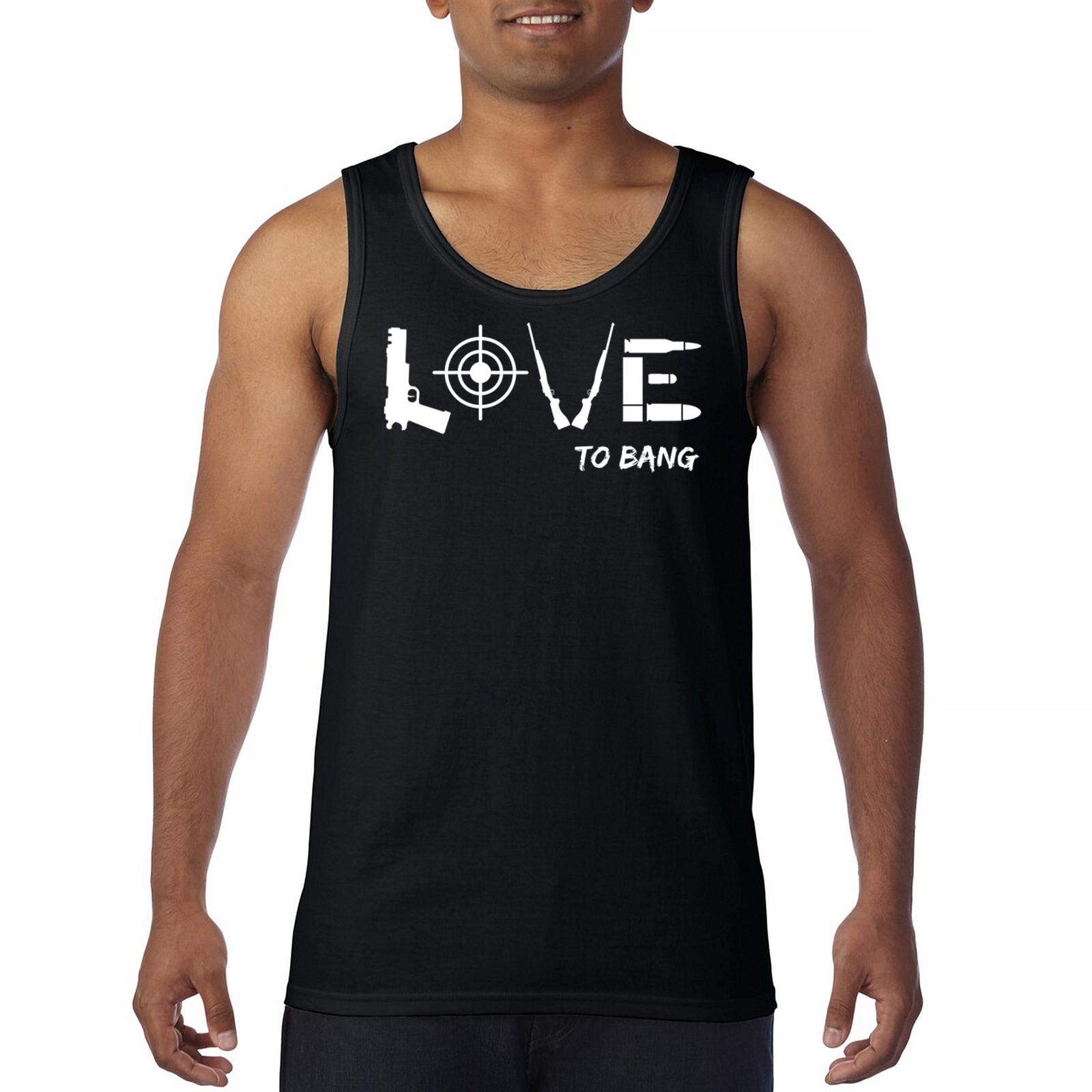 ALTRA Top da uomo Love to Bang Tank Top 2nd Emendment 2A Gun Right Don't Pead on Me