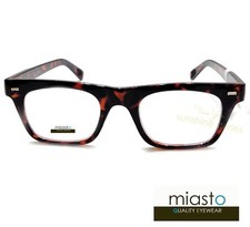 MIASTO "HARVARD" NERD READER READING GLASSES+3.50 TORTOISE (RECTANGLE FLAT TOP)