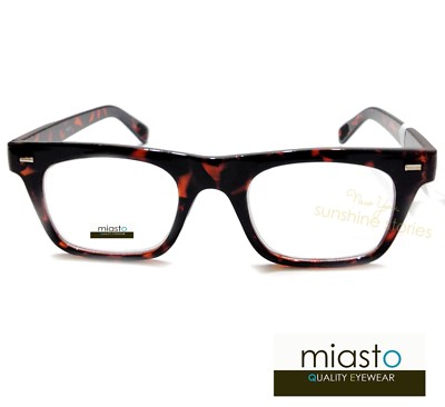 MIASTO ''HARVARD'' NERD READER READING GLASSES+3.50 TORTOISE (RECTANGLE FLAT TOP)