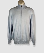 Brunello Cucinelli Men's Blue Cashmere Quarter-Zip Pullover Sweater Size 52
