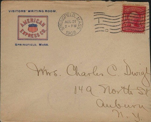1908 Springfield Massachusetts Cover - American Express Writing Room