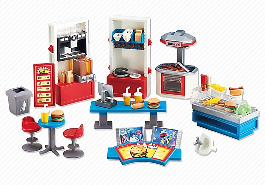 Playmobil 6441 Fast Food Restaurant Store Toy Set Inside NEW