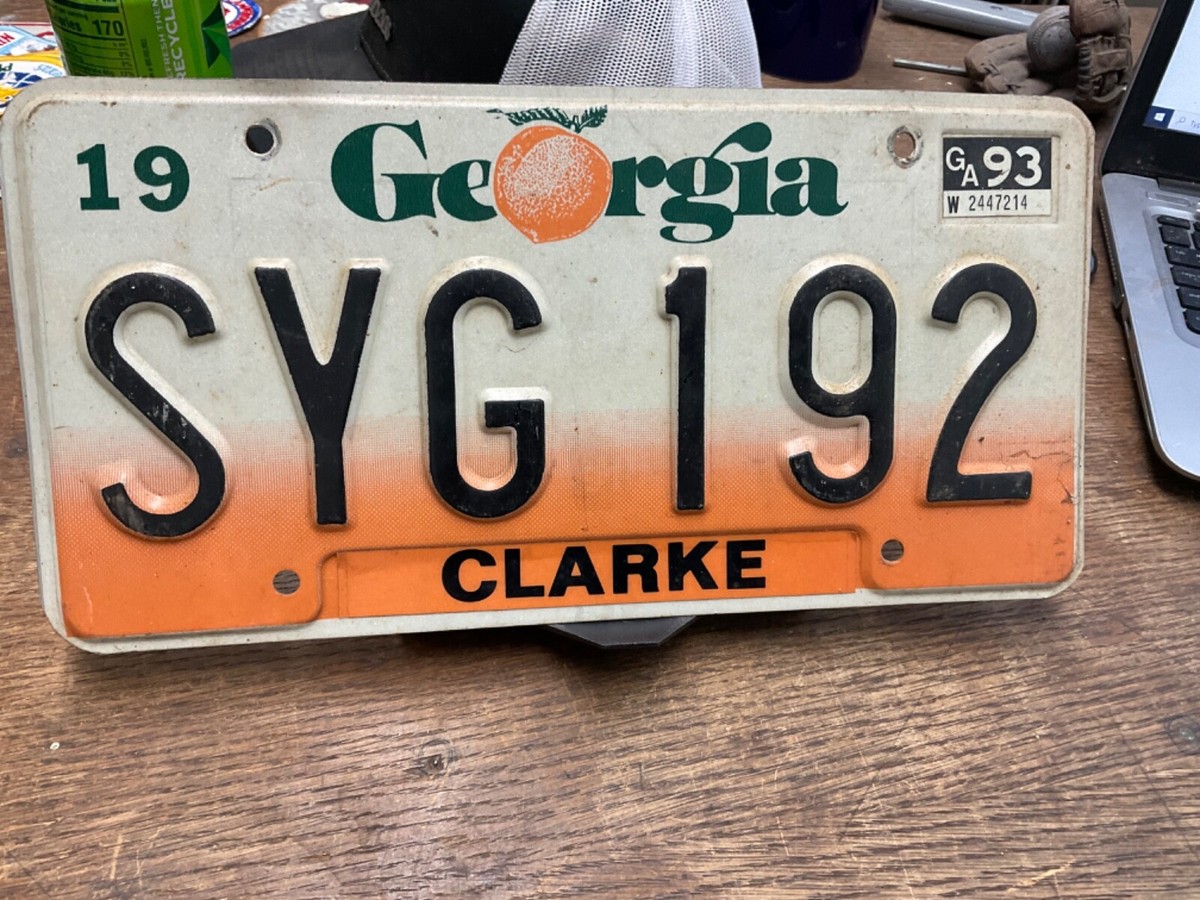 Georgia License Plate SYG 192 Clarke 1993 Vintage Rustic | eBay