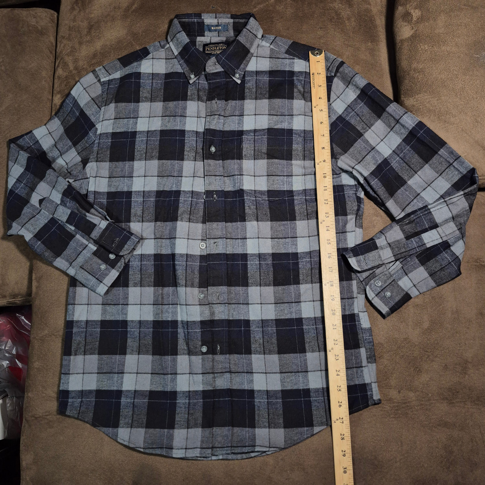PENDLETON MASON BUFFOLO PLAID BUTTON UP SHIRT GRA… - image 1
