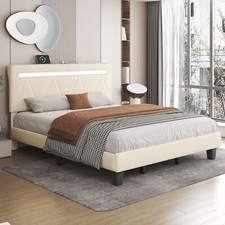 Full/Queen/King Bed Frame with Adjustable Headboard  LED Light