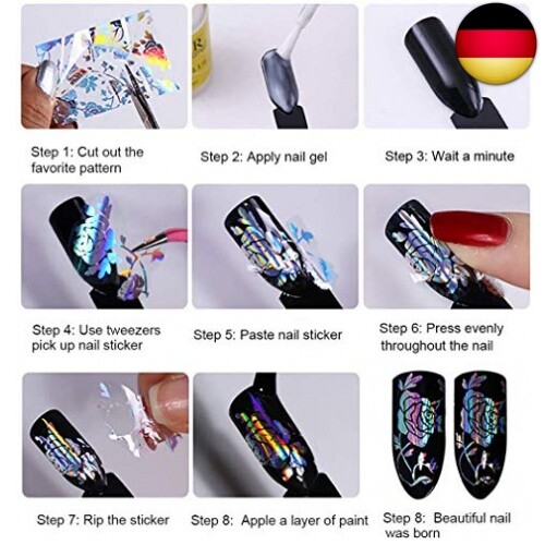 20 Farbe Nail Art Transferfolie Sticker, Mwoot Nach dem Zufallsprinzip Nail art - Bild 7 von 9