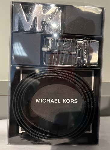 Michael Kors Set scatola da cintura da uomo firma reversibile 4 in 1 marrone nero - Foto 3 di 8