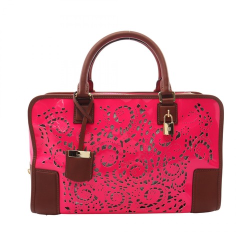 LOEWE Amazona 36 Handbag Patent Leather Women's Pink / Brown Used