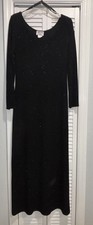 Vintage Black Sparkle JEFFREY DARA EVENINGS Tom Barra Long Sleeve Dress W 10 USA