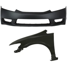 Bumper Cover Kit For 2009-2011 Honda Civic Sedan 4-Door Front 2pc