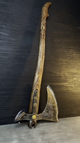 Leviathan Axt Kratos Axt GOW 1066 Carbonstahl, geschmiedet 38,1" Cosplay 9,7lb - Video 1 von 1