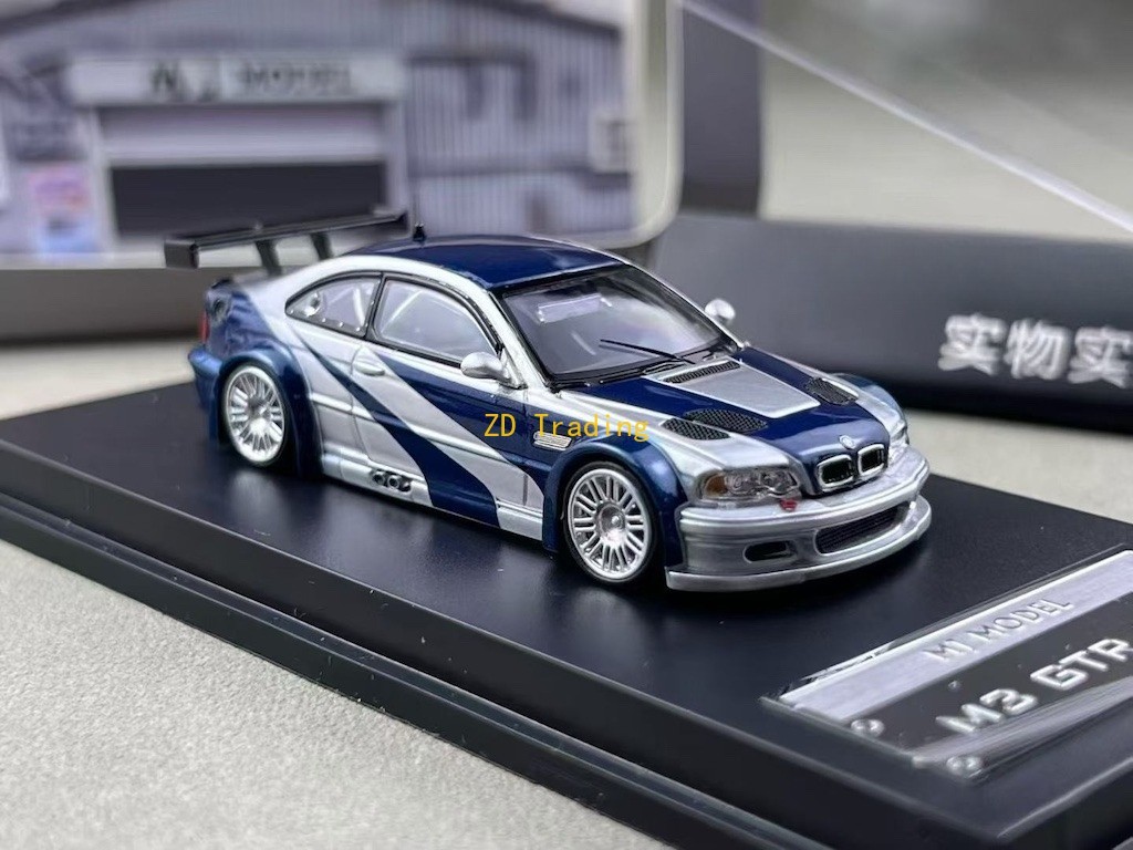 ZD MJ 1:64 NFS Silver Blue M3 GTR E46 Coupe Sports Model Diecast