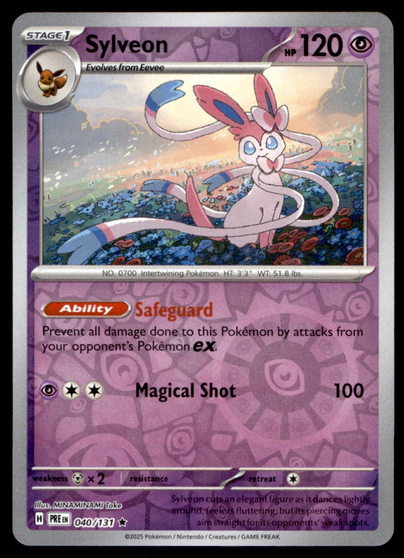 Sylveon 040/131 Holo Rare Prismatic Evolutions Pokemon Reverse Holo Near Mint