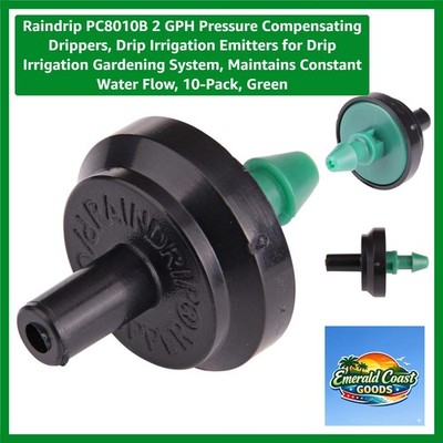 10-Pack 2 GPH Pressure Compensating Drippers for Optimal Drip Irrigation