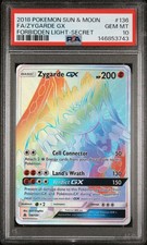 2018 POKEMON SUN & MOON FORBIDDEN LIGHT SECRET #136 FULL ART/ZYGARDE GX PSA 10