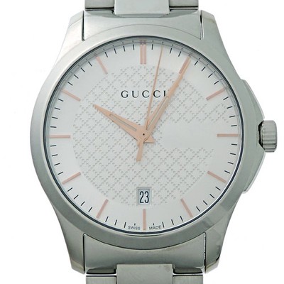 GUCCI G Timeless Men's Watch YA126442 38mm Stainless Steel Silver Used