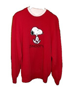 VTG 90s PEANUTS Snoopy For Her Crewneck Sweatshirt Womens Med.   Red