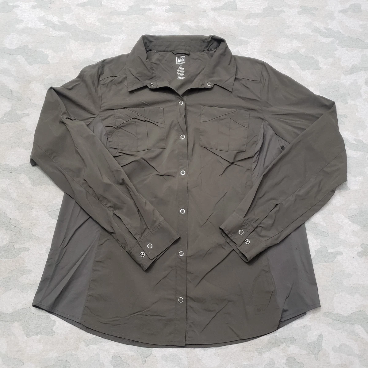 Chemise Randonnée REI Co-op Femme – Nylon UPF 40+, Manches Roulées, Bleu Ciel, Taille M