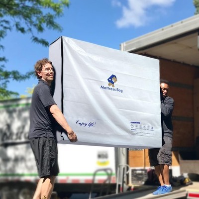 Plastic Mattress Bag for Moving Storage, 6 Mil Waterproof Zippered Mattress C...