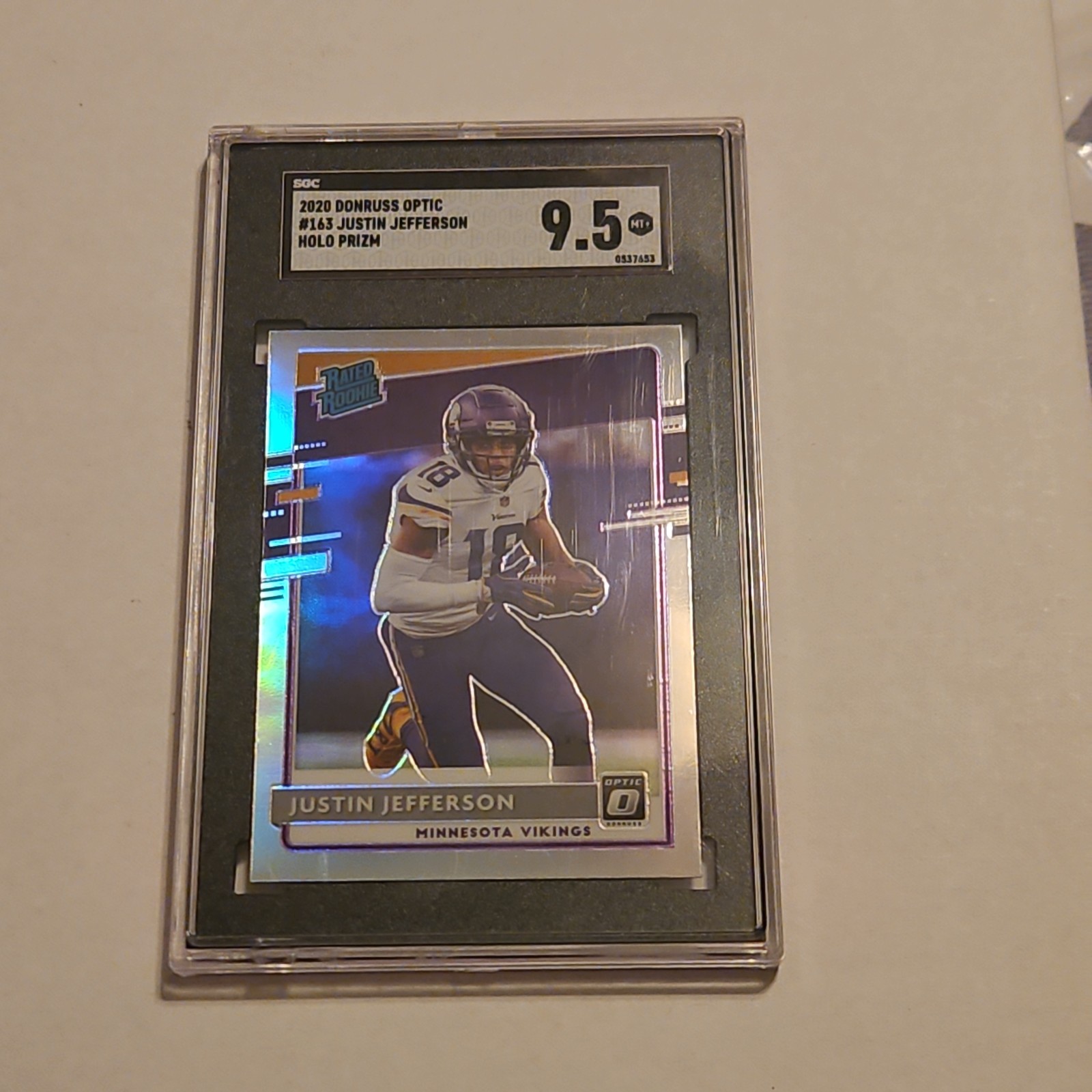 2020 Donruss Optic - Rated Rookie Justin Jefferson #163 Holo Prizm (RC) SGC 9.5