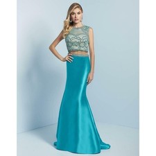 CLEARANCE WAS $633 Splash Two Piece Prom Dress J736 Teal Size 6