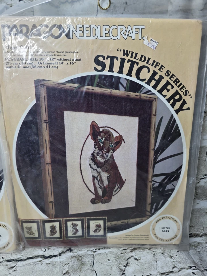 2 VTG Paragon Needlecraft Wildlife Series Needlepoint Kits Tiger & Leopard Cub - Image 2 of 4