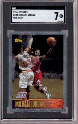 その他 NBA 1996 Topps50 #139Michael Jordan+1sc MICHAEL JORDAN 1996-97 Topps #139 SGC 7 NM NBA At 50 Foil Parallel