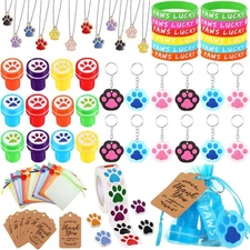 Chivao 85 Pieces Dog Paw Party Favors Set with Paw Silicone Bracelet Stamper ...