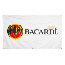 Bacardi Rum Horizontal Fahne Banner 220x125 cm Wei&szlig; Logo links Polyester