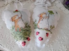 2x Deko Stoffherzen 11 x 20cm 🍀🐞GLÜCKSBRINGER 🐞🍀 Landhaus Handarbeit