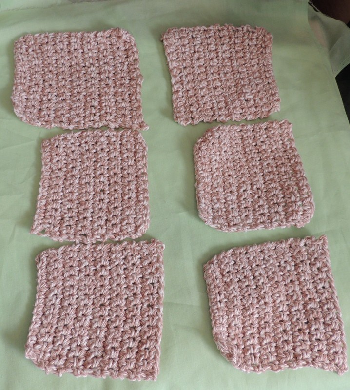 Coasters Crocheted Set of 6 Ecru Beige Tan Cotton Mug Rug