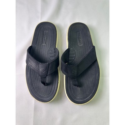 Sperry STS24079 Havasu Men's Flip Flop Sandals Black Leather Thong Size 7M Used