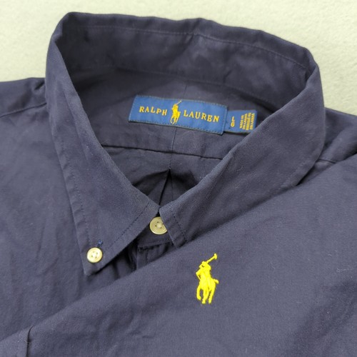 Ralph Lauren Herren Large Langarm Button Down Hemd Blau Gelb Pony Logo