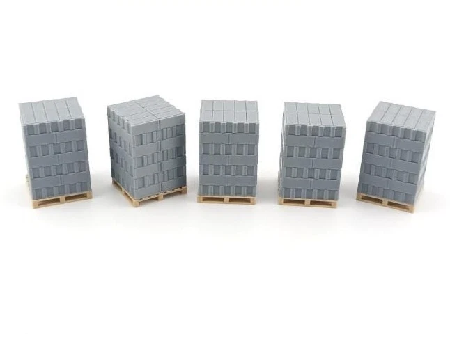 Lot 5 Palettes Parpaings 1/43, Décor Travaux Camion Chantier Béton Construction - Immagine 2 di 3