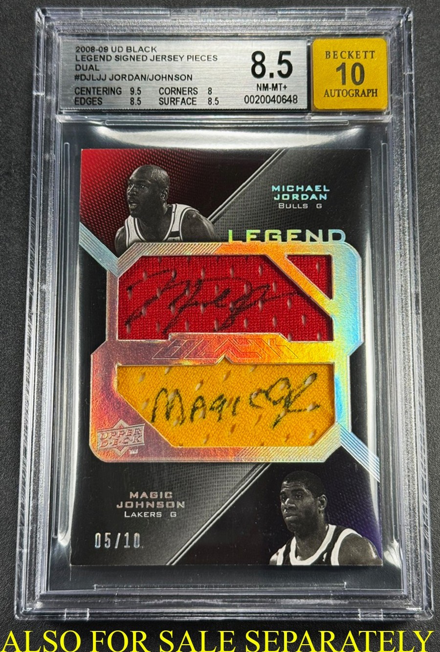 MICHAEL JORDAN / LEBRON JAMES 2005 UPPER DECK TRILOGY DUAL AUTO /50 BGS 9.5 GEM view 11